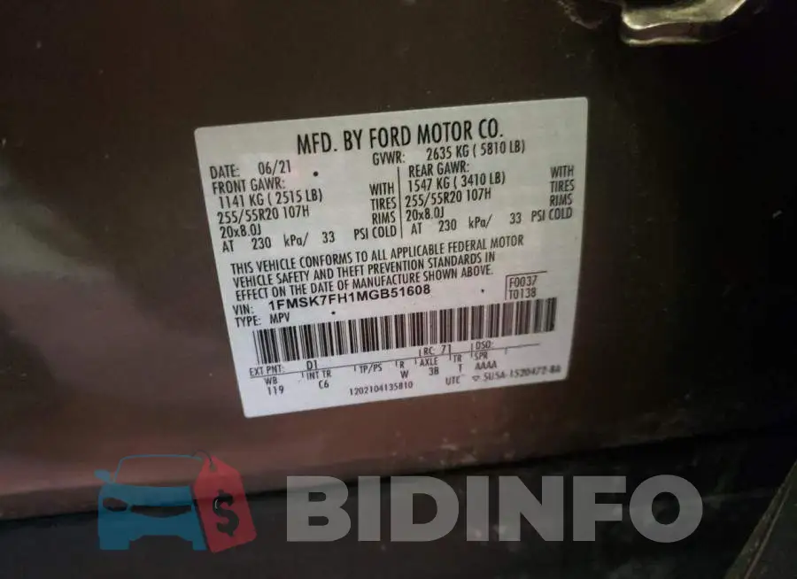 1FMSK7FH1MGB51608 Photo# 14