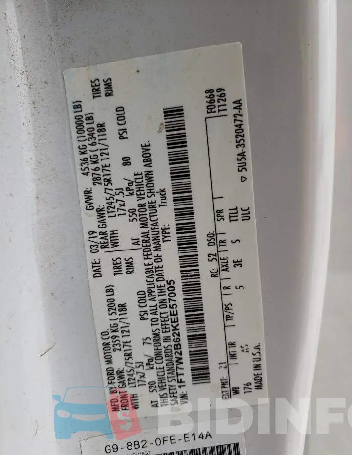 1FT7W2B62KEE57005 Photo# 12