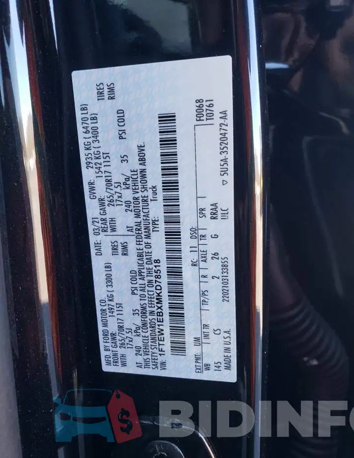 1FTEW1EBXMKD78518 Photo# 12