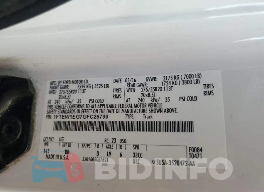 1FTEW1EG7GFC26799 Photo# 12