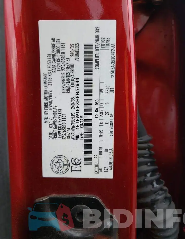 1FTFW1EFXHFB57944 Photo# 12