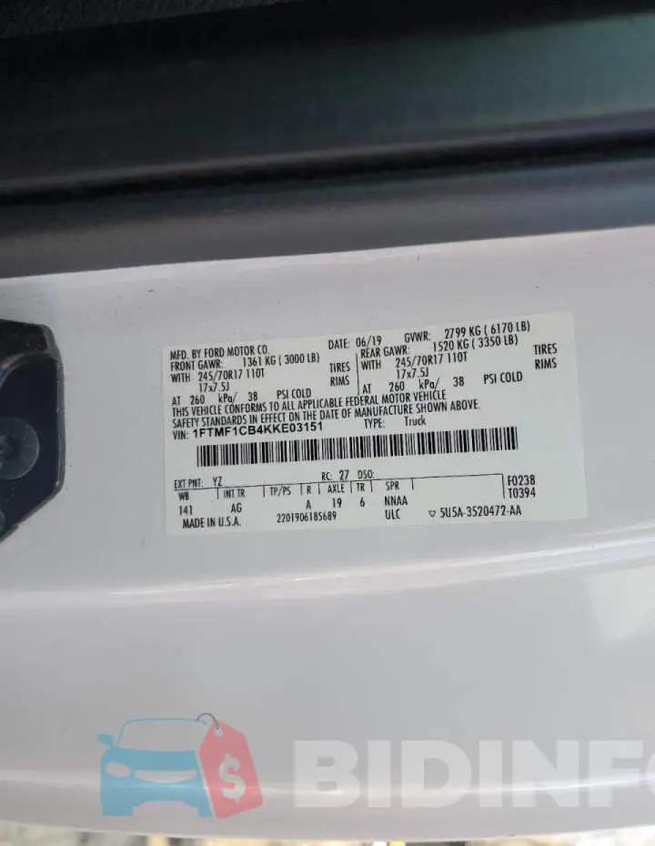 1FTMF1CB4KKE03151 Photo# 12