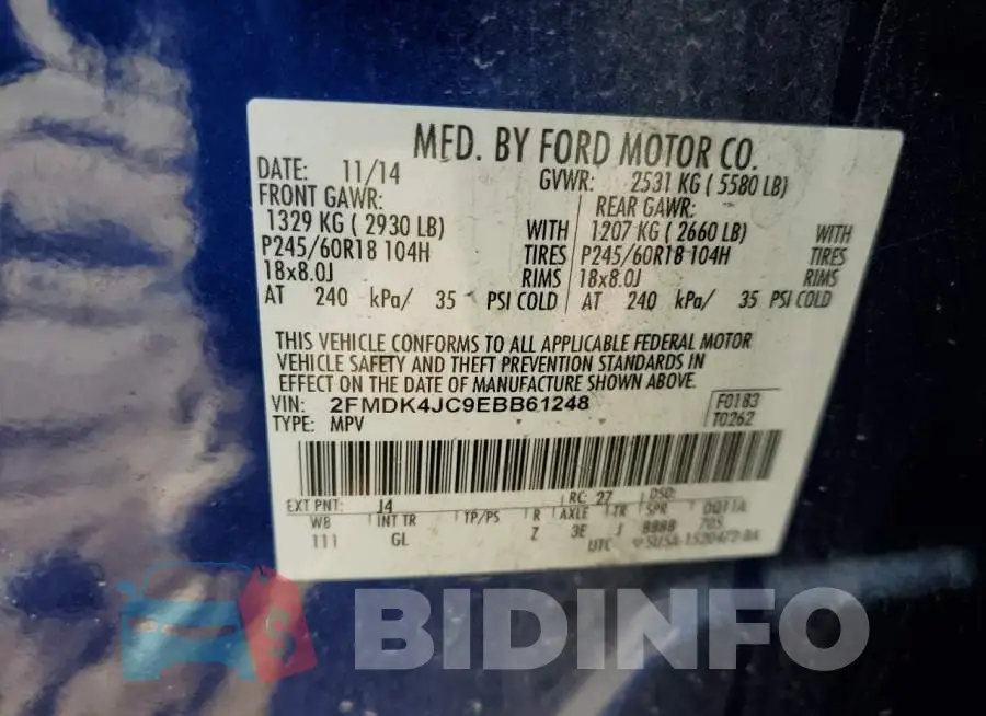 2FMDK4JC9EBB61248 Photo# 14