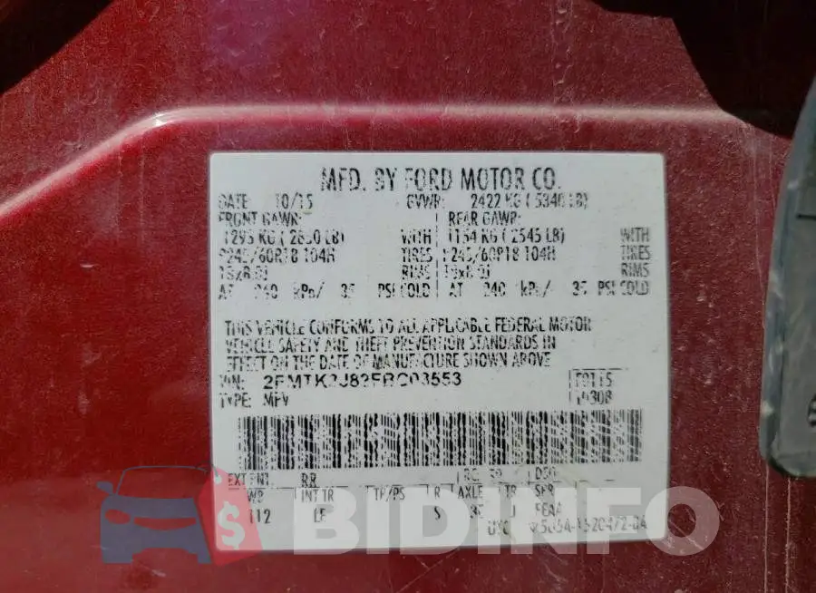 2FMTK3J82FBC03553 Photo# 13