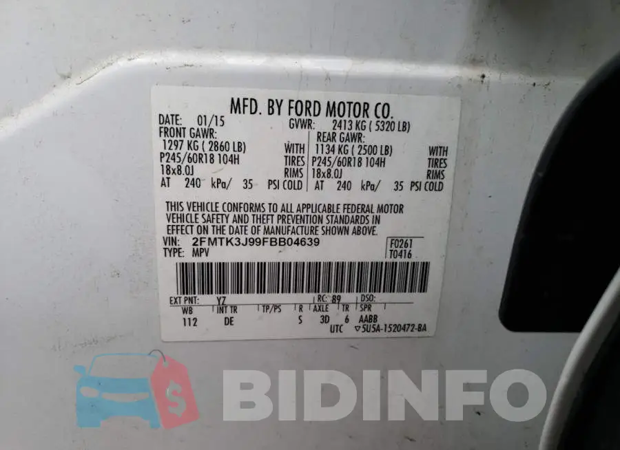 2FMTK3J99FBB04639 Photo# 12