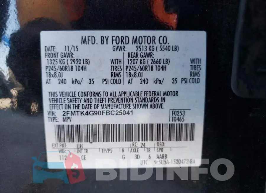 2FMTK4G90FBC25041 Photo# 14