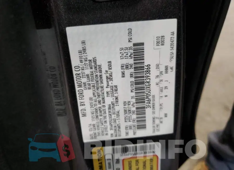 3FA6P0SUXGR393866 Photo# 12