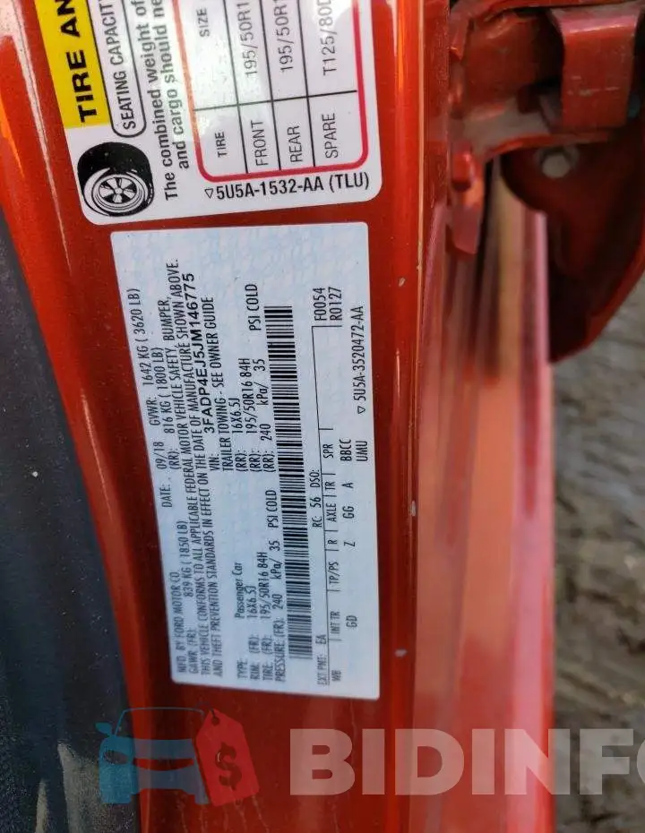 3FADP4EJ5JM146775 Photo# 12