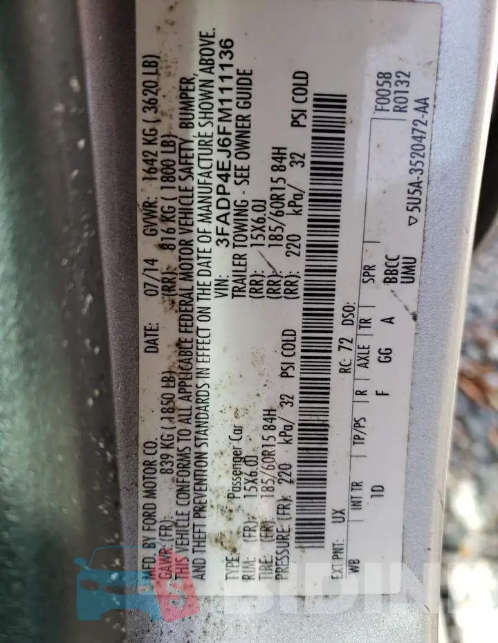 3FADP4EJ6FM111136 Photo# 12