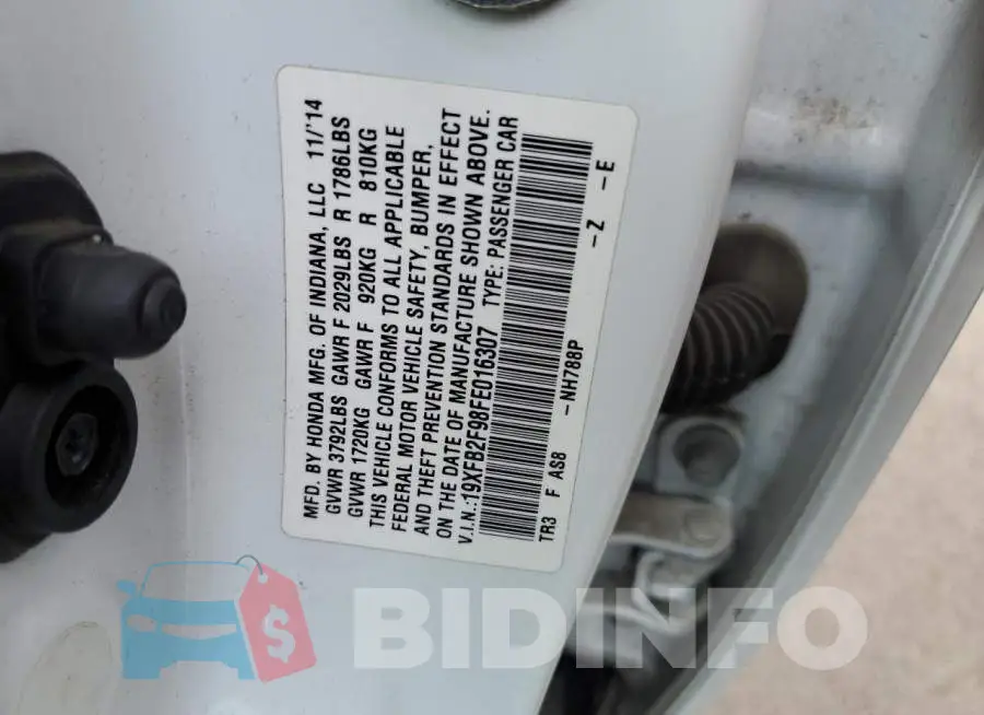 19XFB2F98FE016307 Photo# 12