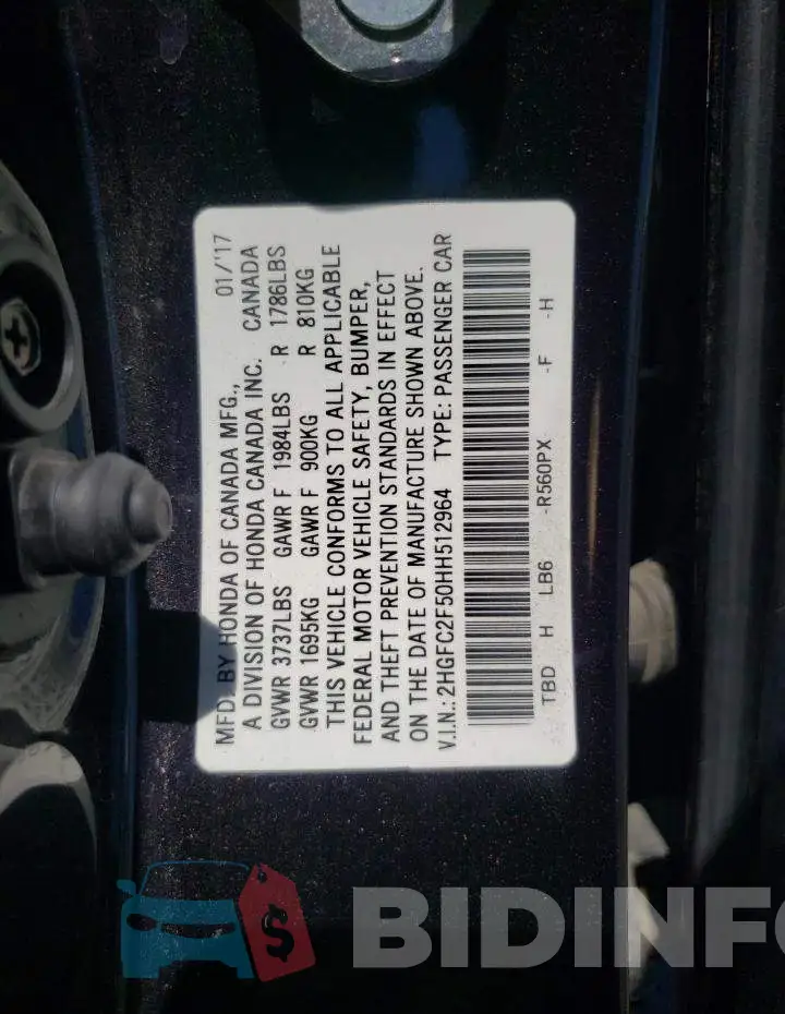 2HGFC2F50HH512964 Photo# 12