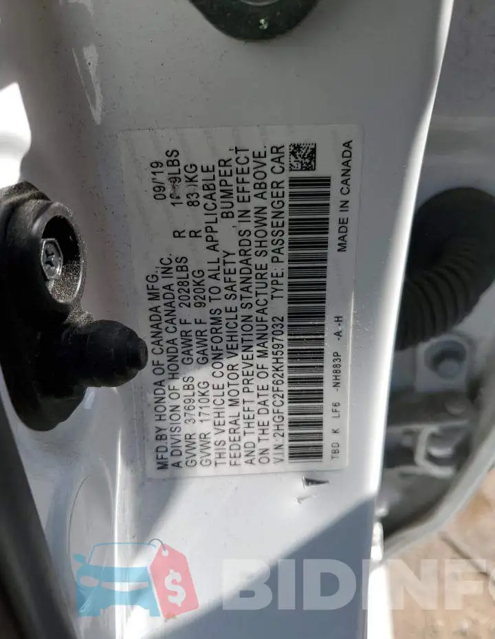 2HGFC2F62KH597032 Photo# 12