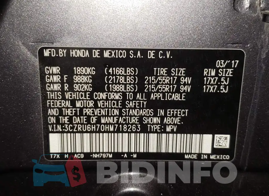 3CZRU6H70HM718263 Photo# 10