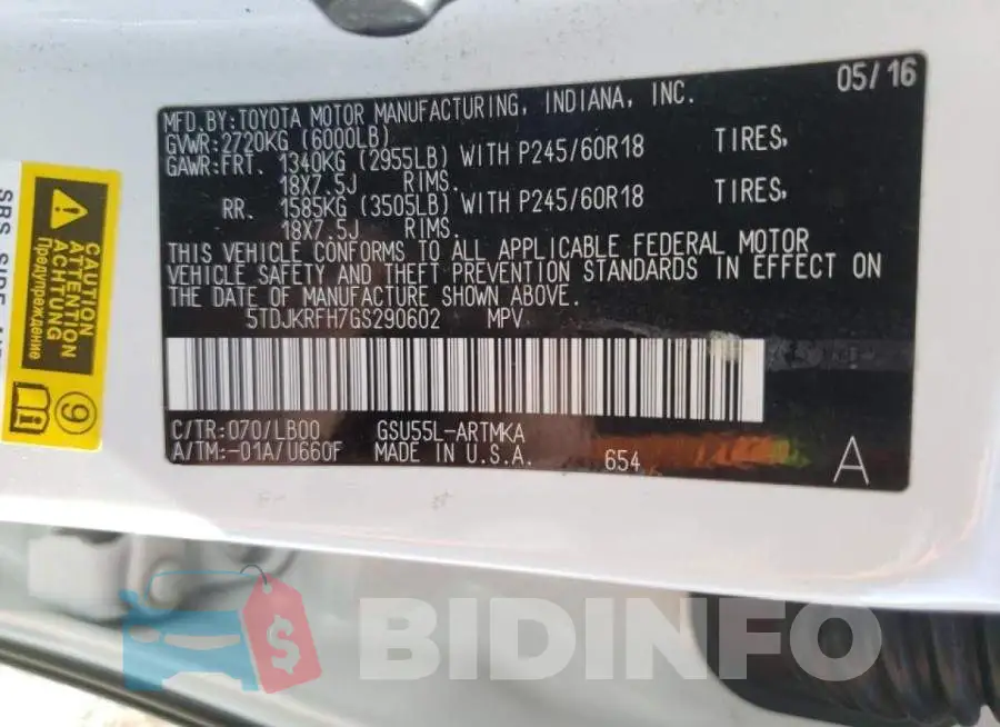 5TDJKRFH7GS290602 Photo# 14