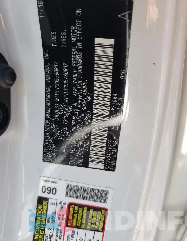 5TDZZ3DC2HS800553 Photo# 10
