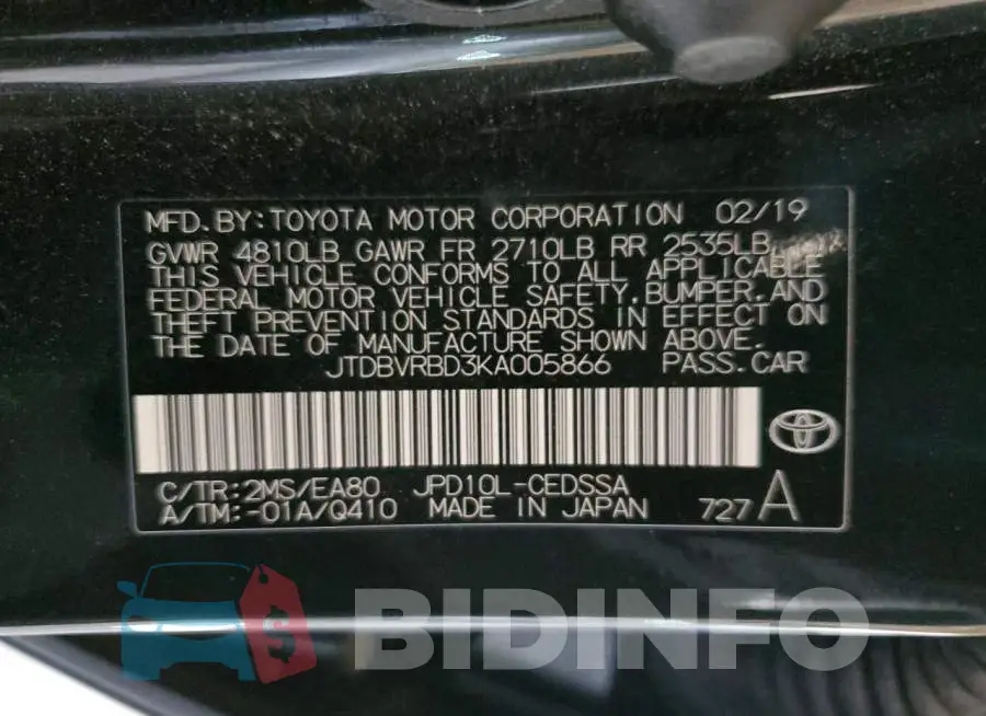 JTDBVRBD3KA005866 Photo# 12