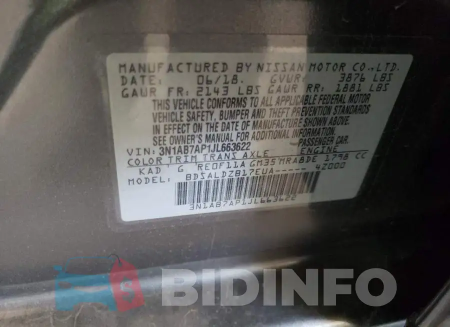 3N1AB7AP1JL663622 Photo# 13