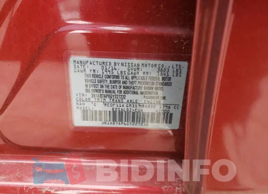 3N1AB7AP6GY227232 Photo# 13