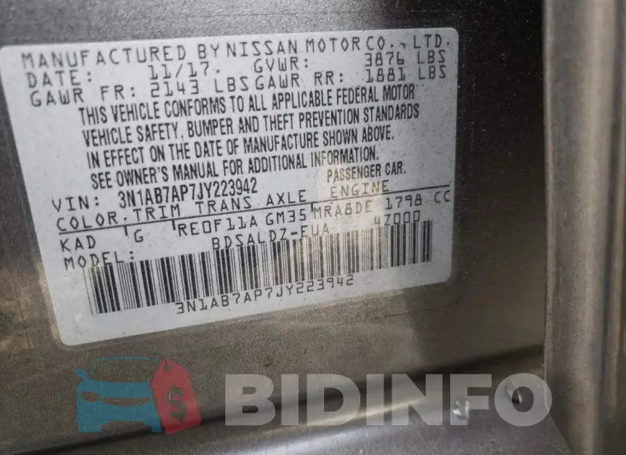 3N1AB7AP7JY223942 Photo# 12