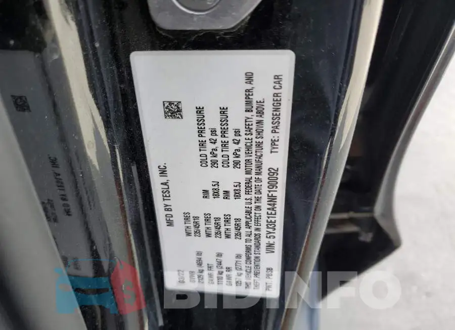 5YJ3E1EA4NF190092 Photo# 13