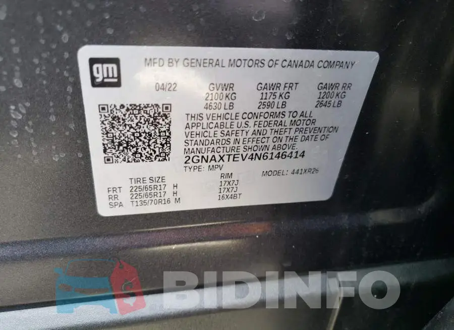 2GNAXTEV4N6146414 Photo# 13