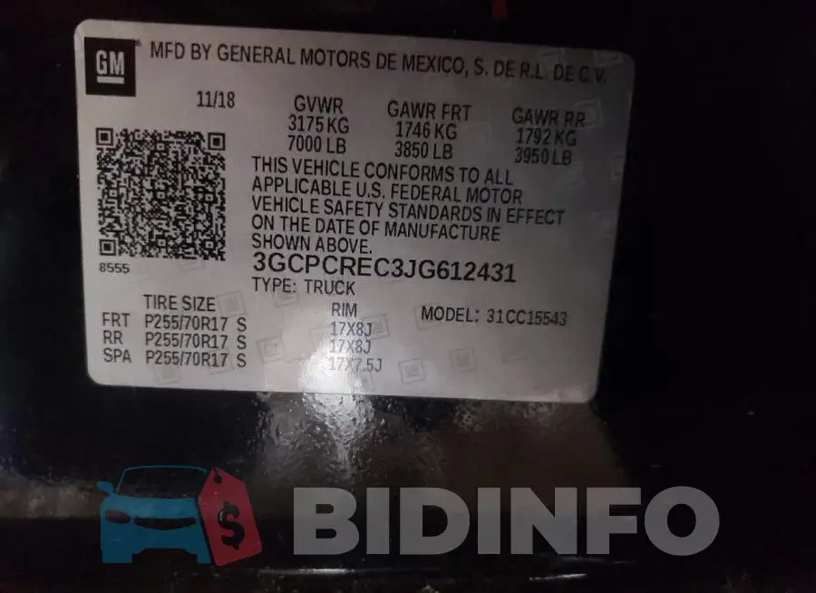 3GCPCREC3JG612431 Photo# 12