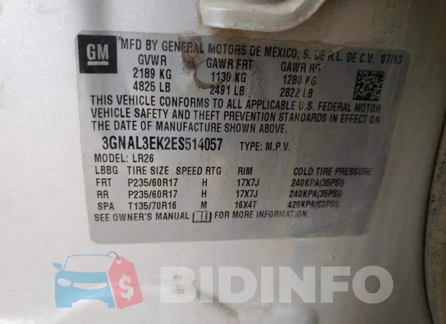 3GNAL3EK2ES514057 Photo# 13