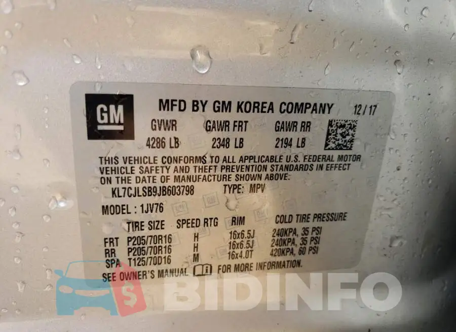 KL7CJLSB9JB603798 Photo# 12