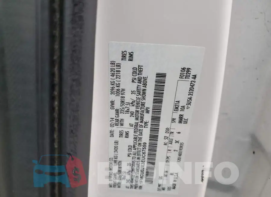 1FMCU0JX3EUC67559 Photo# 12