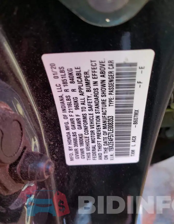 19XZE4F57LE008353 Photo# 12