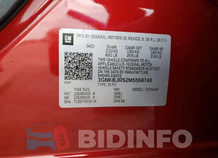 3GNKBJRS2MS558743 Photo# 13