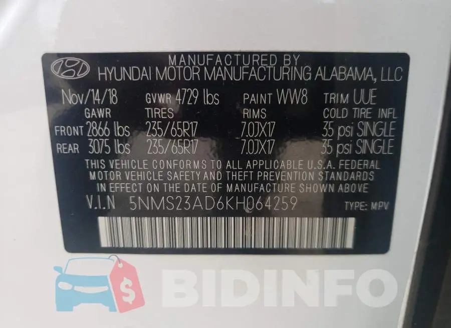5NMS23AD6KH064259 Photo# 12