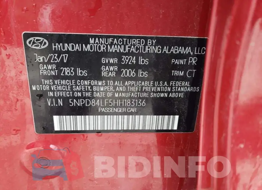 5NPD84LF5HH183136 Photo# 13