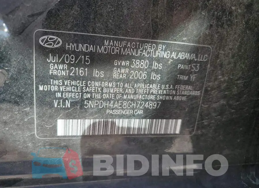 5NPDH4AE8GH724897 Photo# 12