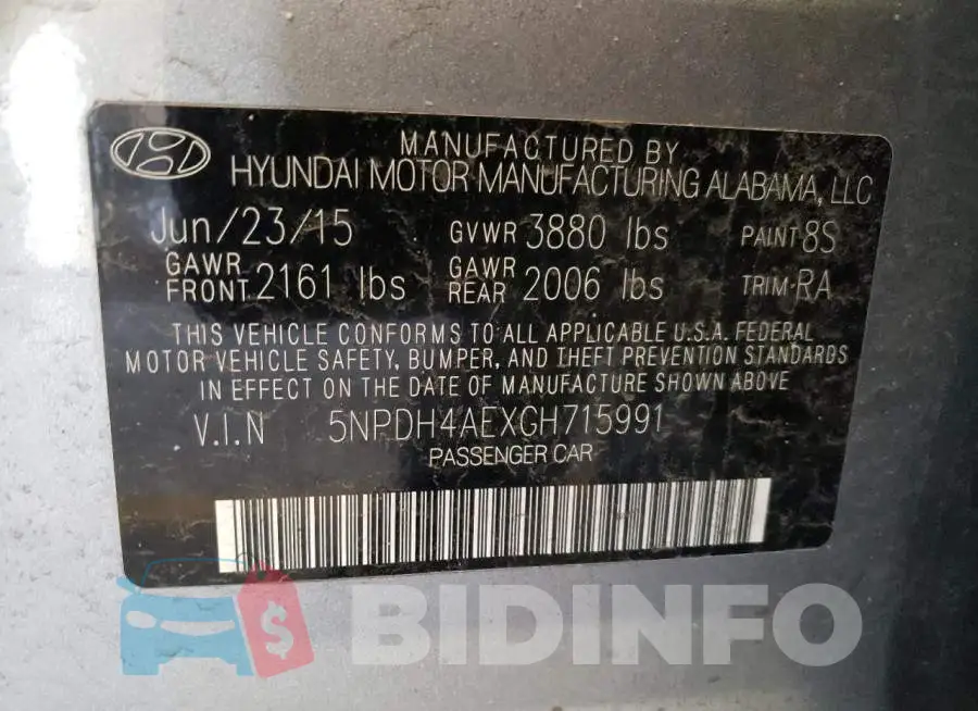 5NPDH4AEXGH715991 Photo# 12