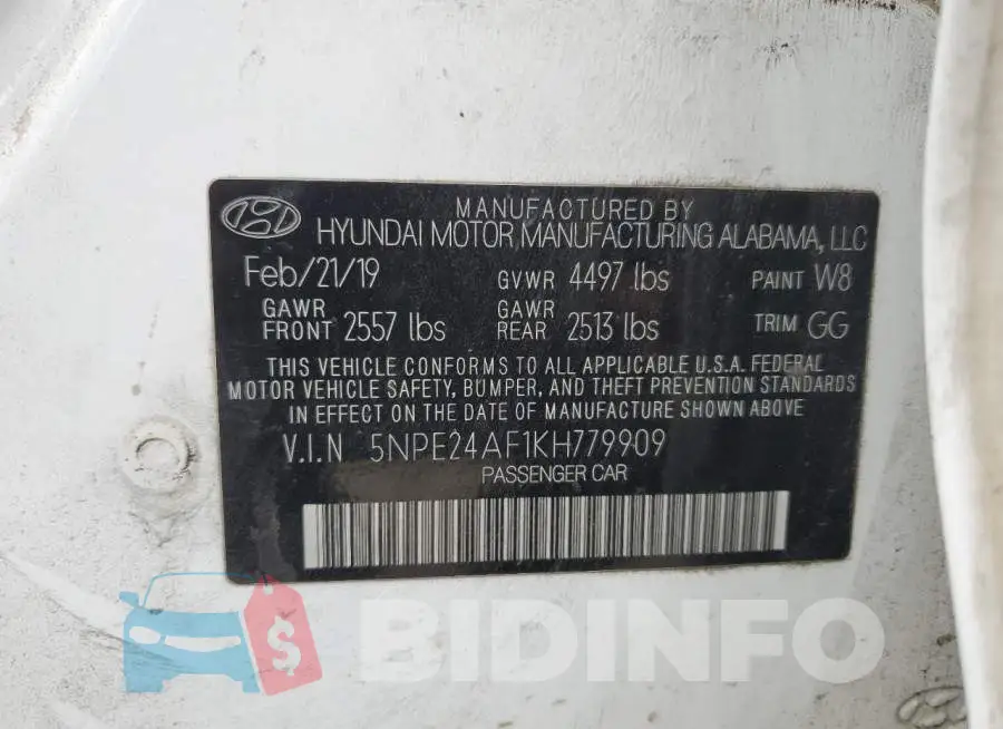 5NPE24AF1KH779909 Photo# 12