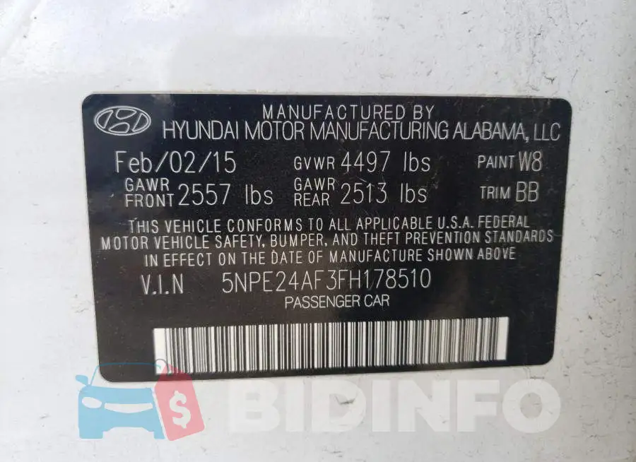 5NPE24AF3FH178510 Photo# 12