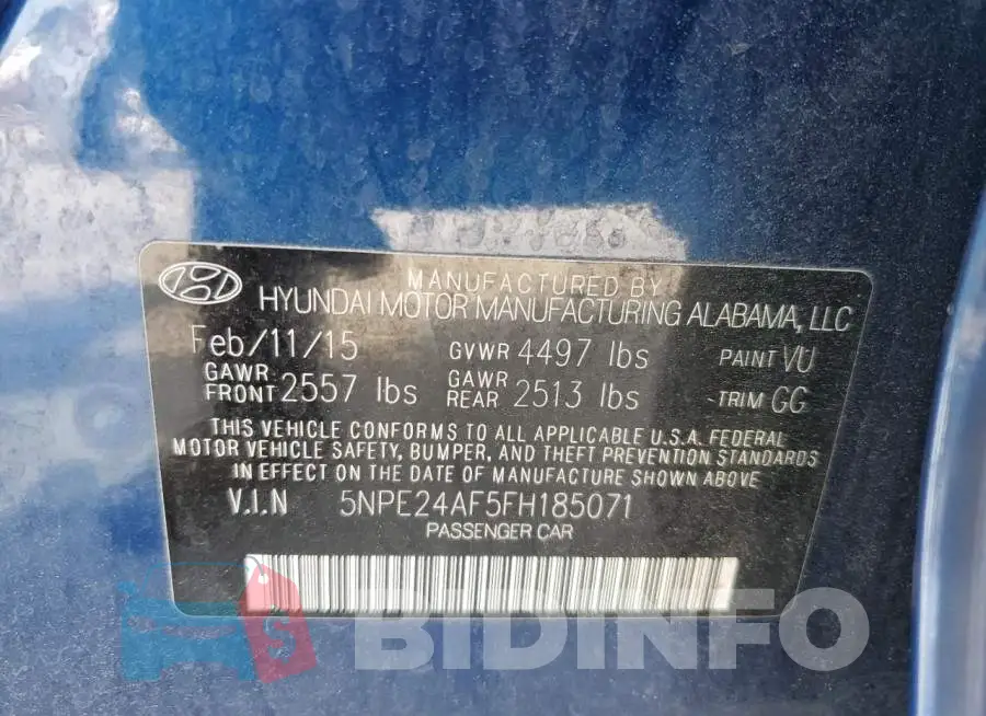 5NPE24AF5FH185071 Photo# 12