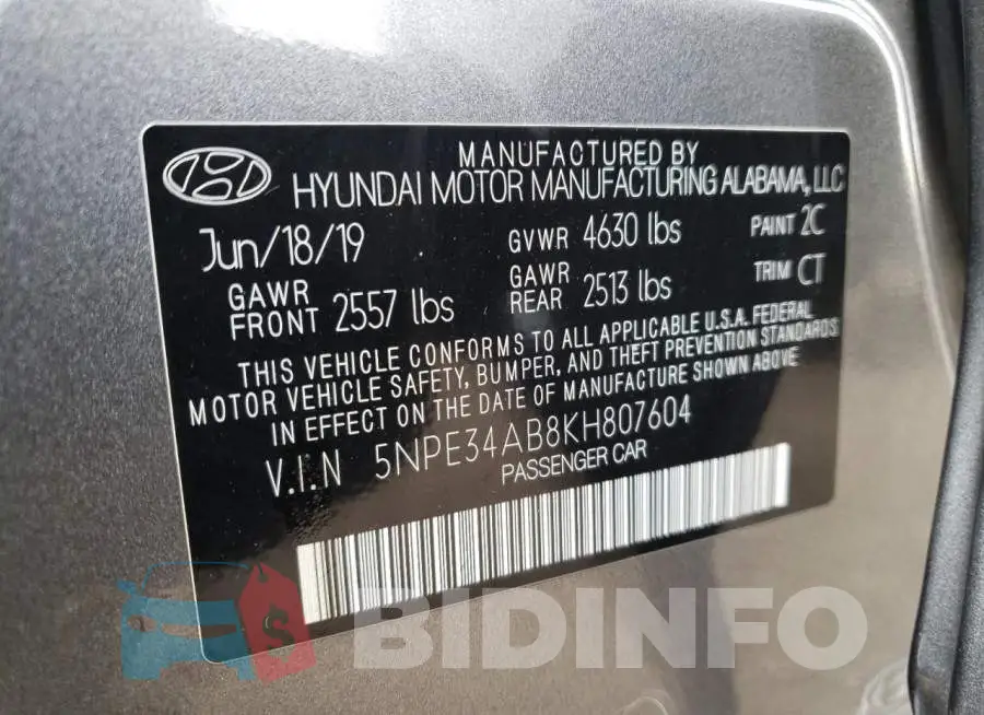 5NPE34AB8KH807604 Photo# 12
