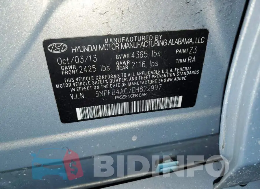 5NPEB4AC7EH822997 Photo# 12