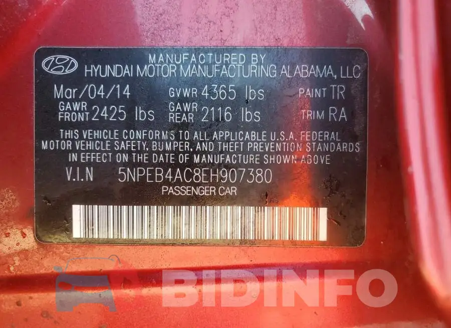 5NPEB4AC8EH907380 Photo# 12
