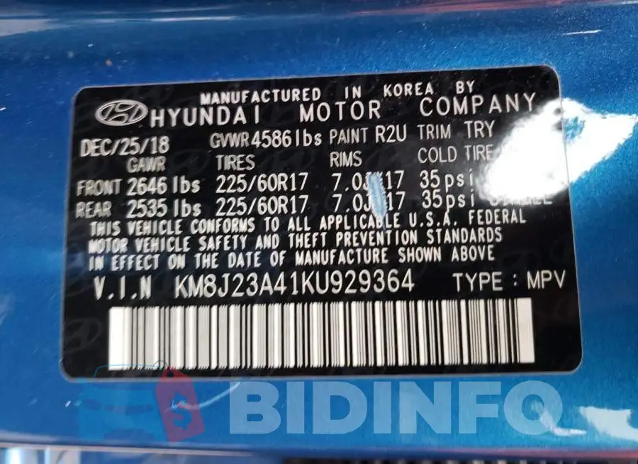 KM8J23A41KU929364 Photo# 12