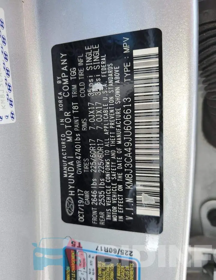 KM8J3CA49JU606613 Photo# 14