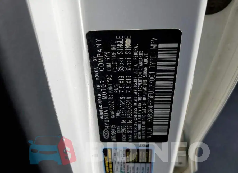 KM8SR4HF5FU127001 Photo# 13