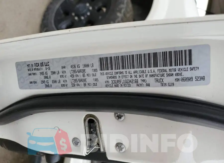 3C6UR5FJ1GG342168 Photo# 12