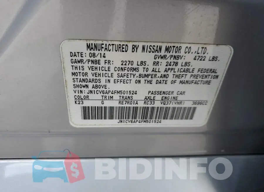 JN1CV6AP4FM501524 Photo# 12