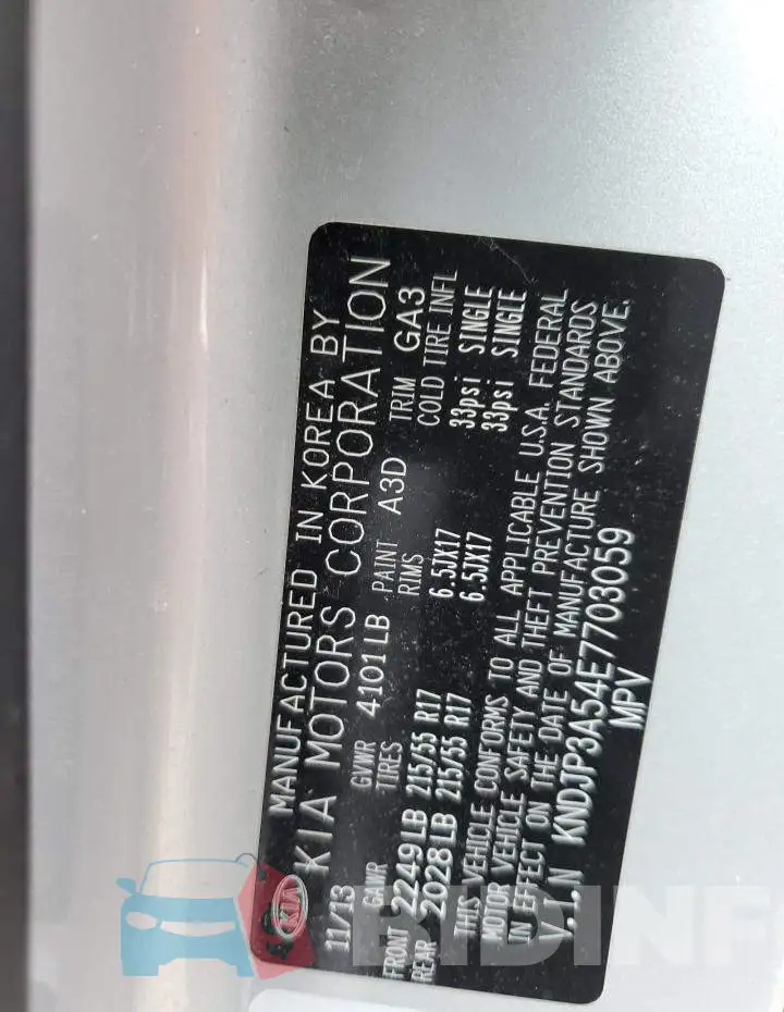 KNDJP3A54E7703059 Photo# 13