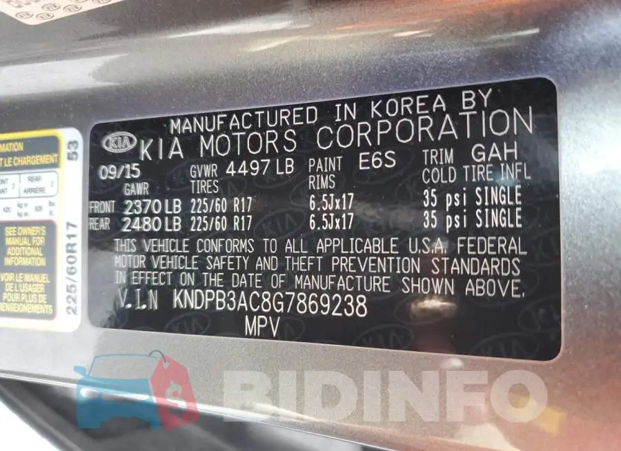 KNDPB3AC8G7869238 Photo# 10