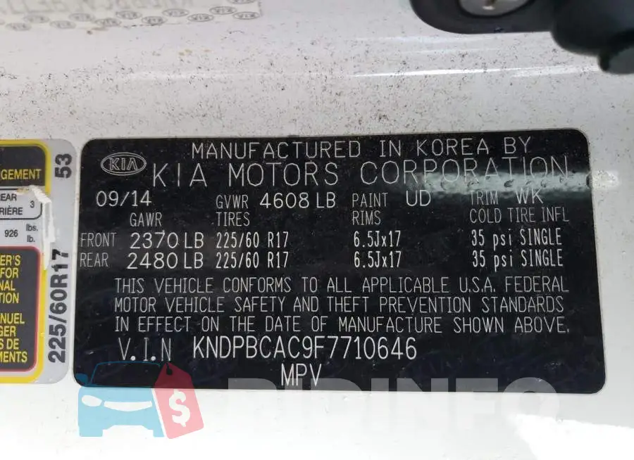 KNDPBCAC9F7710646 Photo# 12