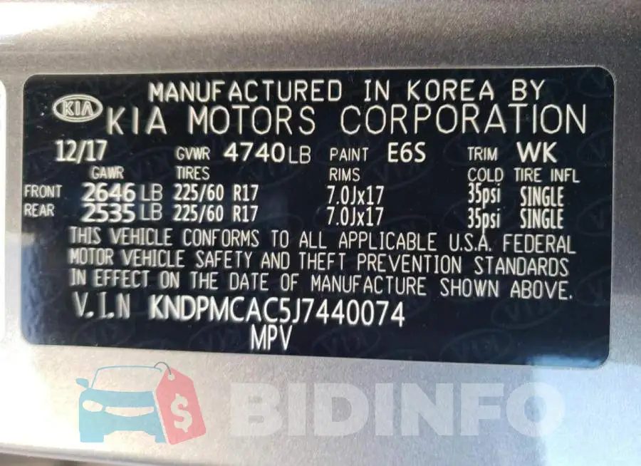 KNDPMCAC5J7440074 Photo# 13